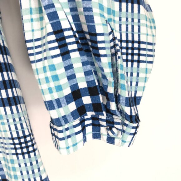 Lane Bryant Button Up Blouse Women's Plus Size 18/20 Blue Plaid Career Rayon - Picture 5 of 13